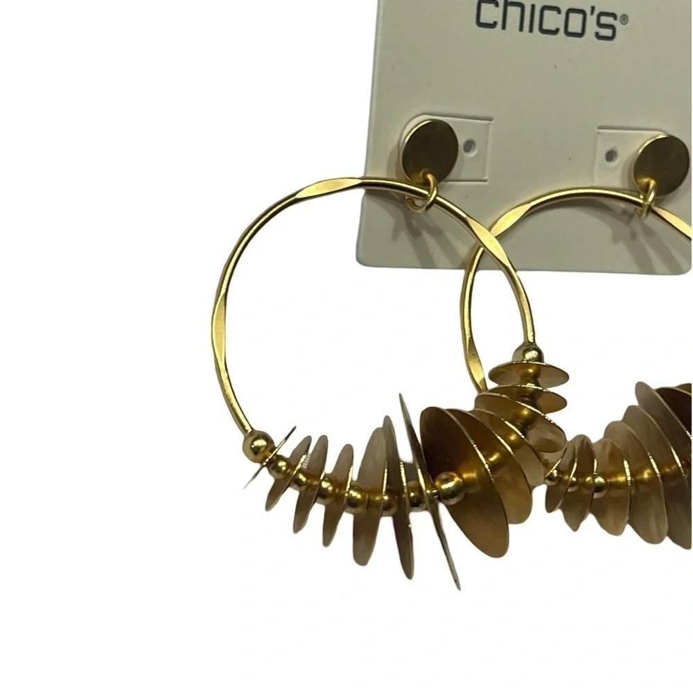 NWT Chico’s Drop Hoops in Gold Tone